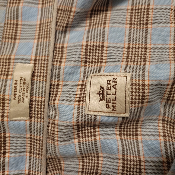 Peter Millar Long Sleeve Houndstooth Plaid Gingham Print Button Down - Picture 3 of 3